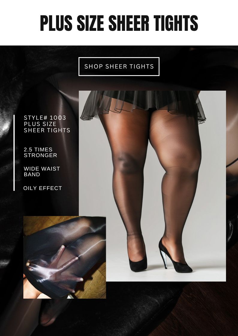 Plus Size Sheer Tights Glossy Finish